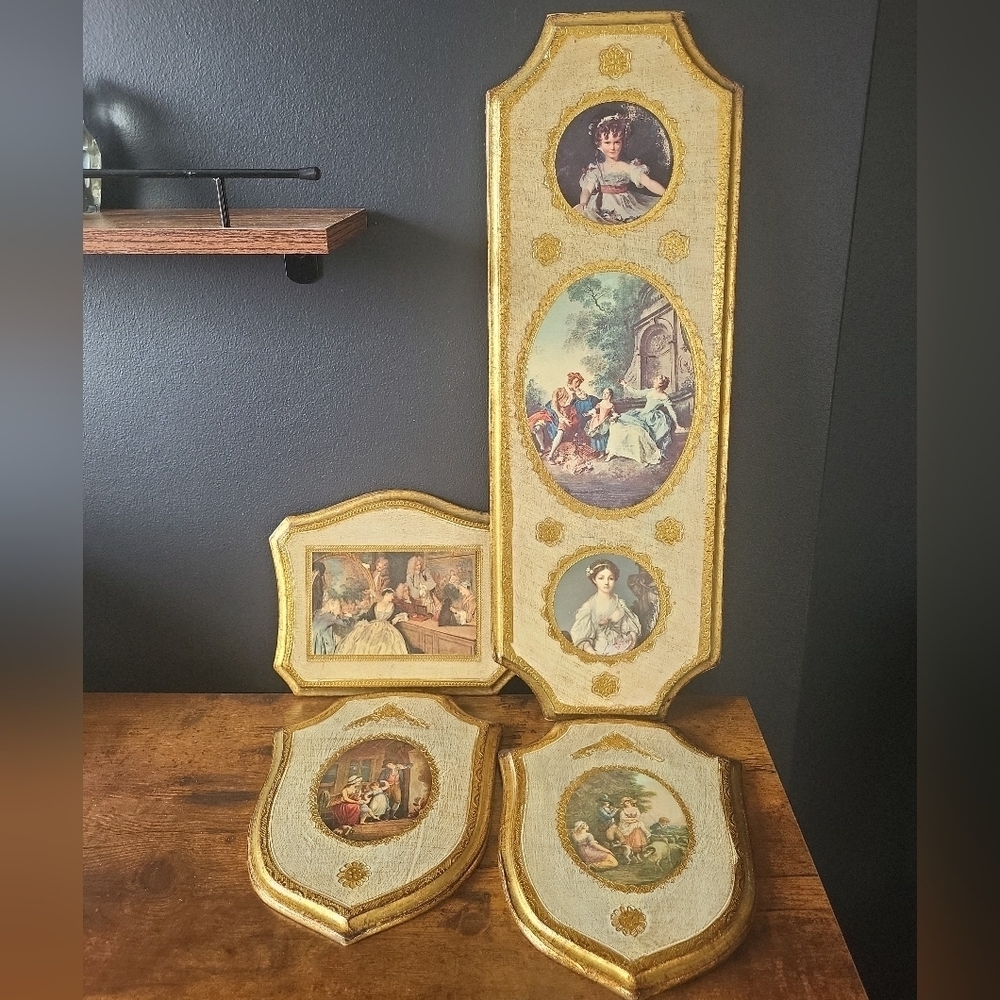 Vintage Italian Florentine Wall Plaques - Set of 4
